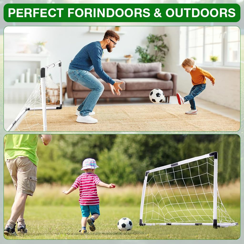 Proberos Football Goals Kit for Backyard Play with 37.4x27.6in Nets and Inflatable Ball | Easy DIY Assembly for Kids