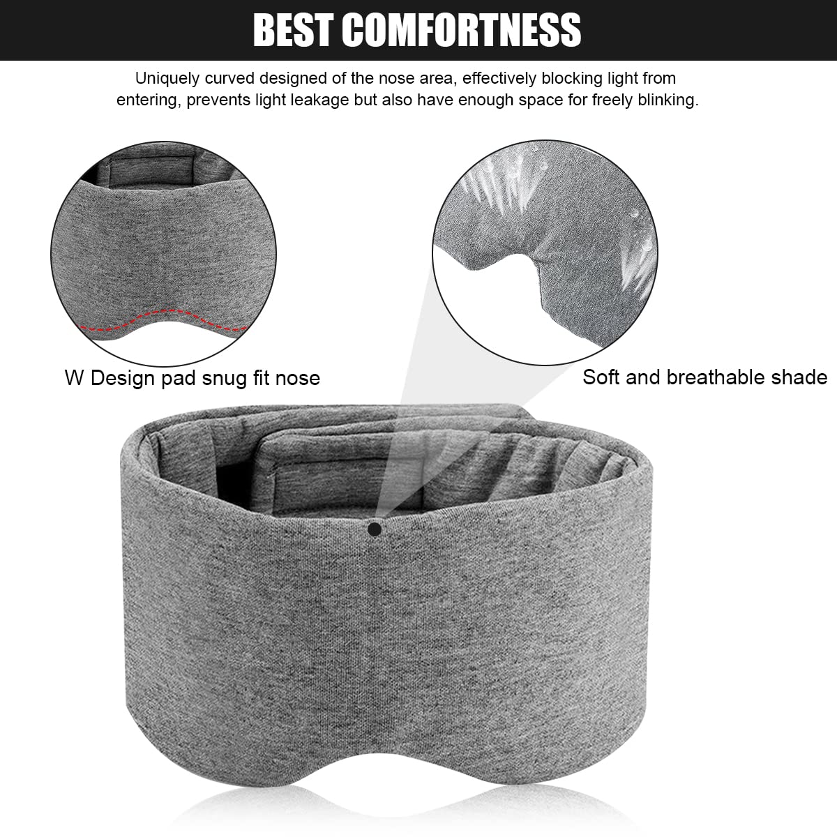 HANNEA Sleeping Eye Mask for Travel and Nap with Adjustable Velcro Closure | Soft Cotton Contoured Shade for All Ages