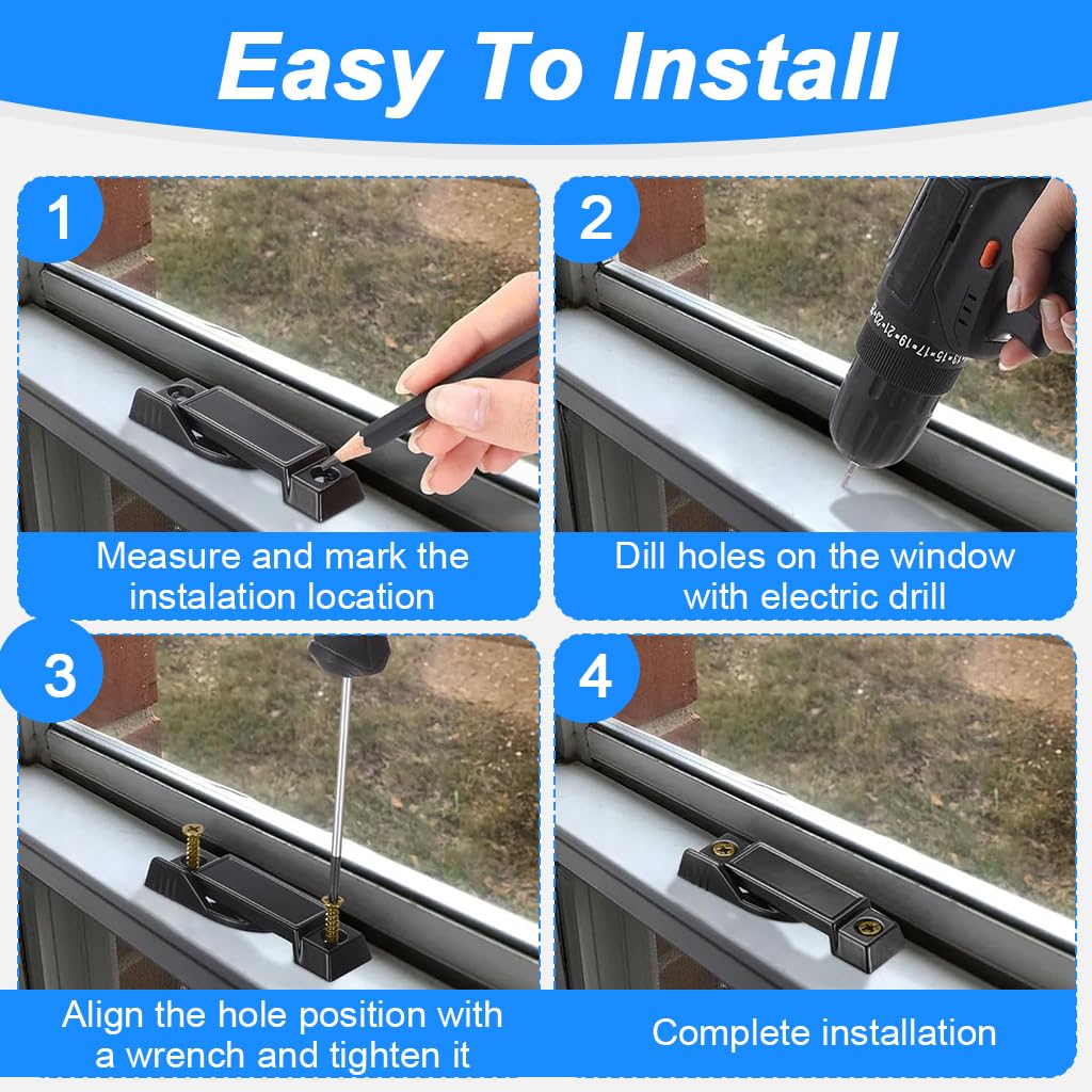 ZIBUYU Sliding Window Locks 3 Pack with Screws for Home Safety featuring Zinc Alloy Build | Child Proof Design