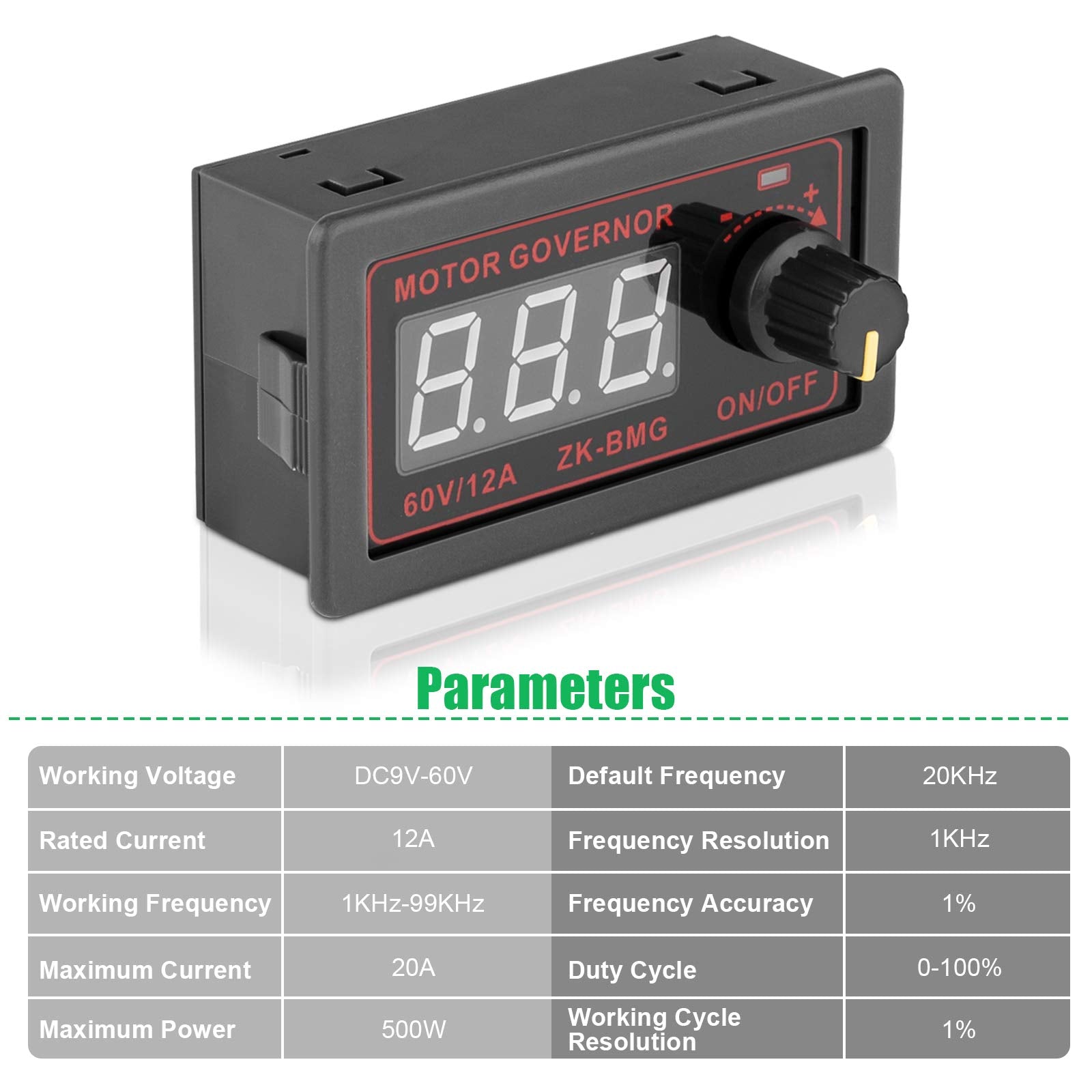 Serplex DC Motor Speed Controller for Industrial Machines with LCD Display & Soft‑Start | 9‑60V 12A 500W PWM Chip
