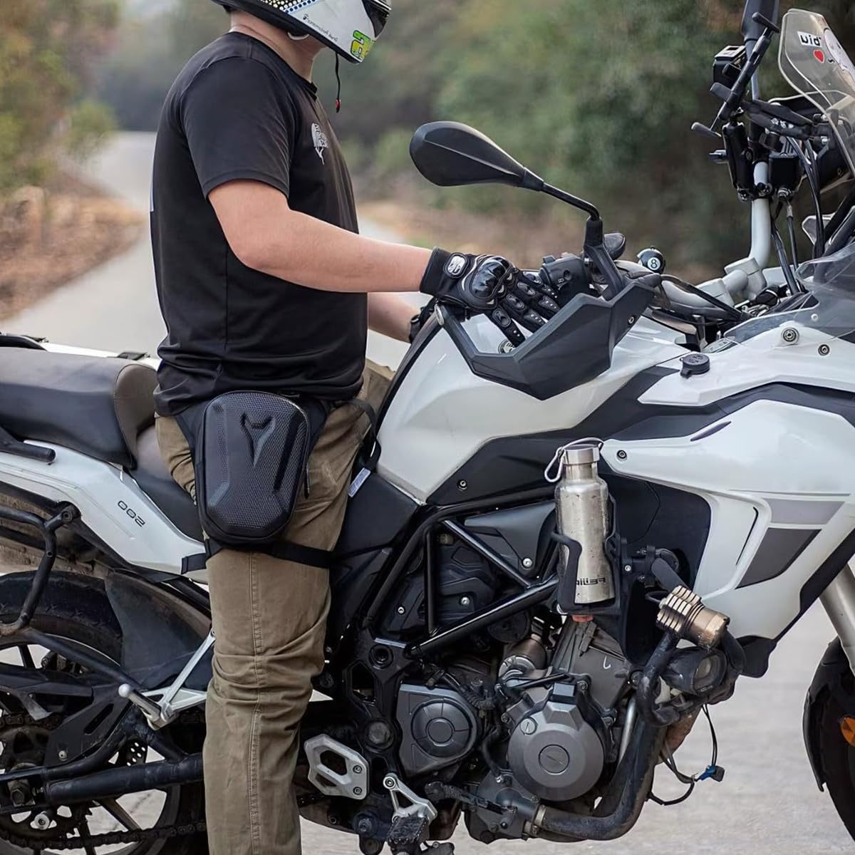STHIRA Waterproof Bag for Men featuring Hard Shell Double Layer Zipper | Secure Thigh and Waist Storage for Riding and Travel