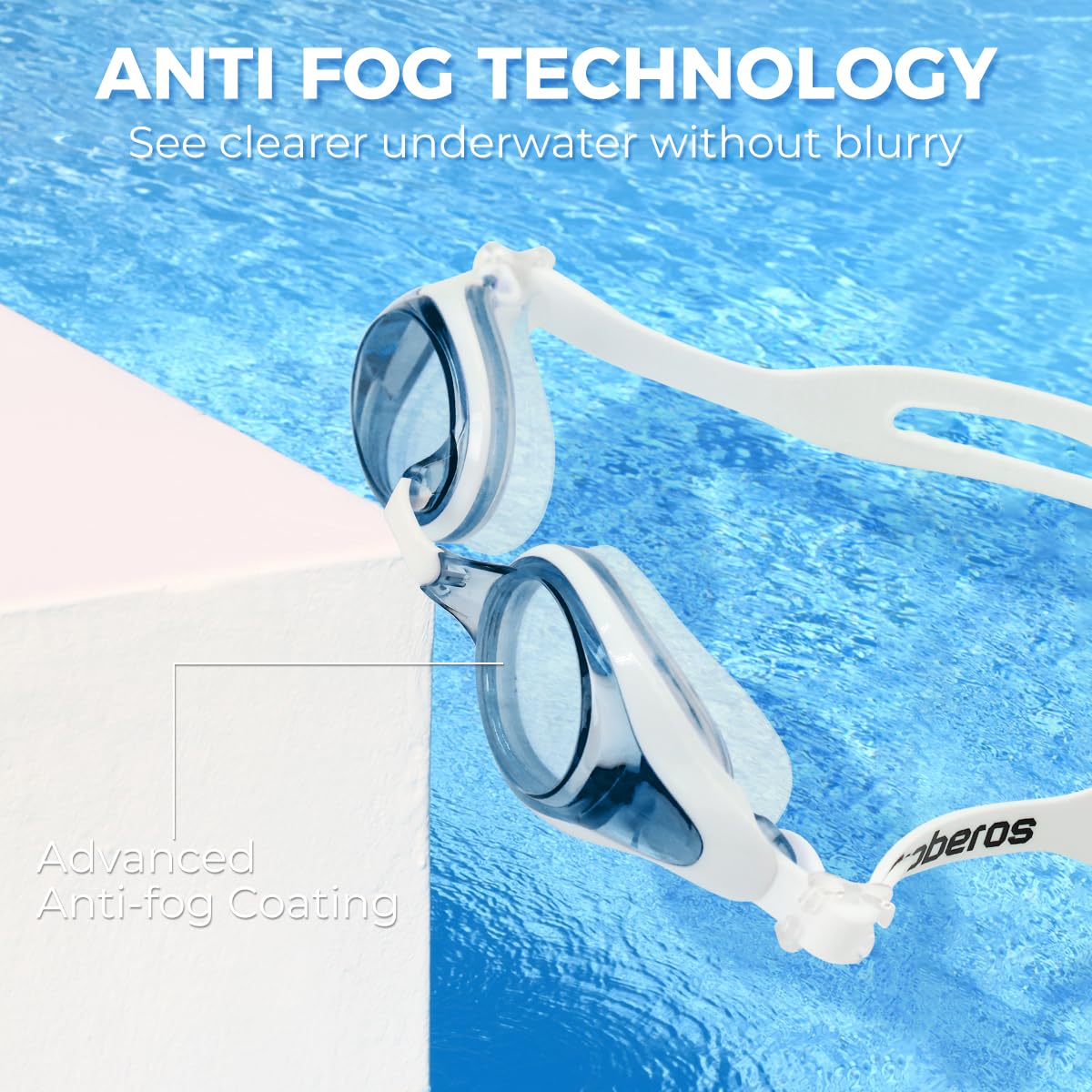 Proberos Swim Goggles with Anti-Fog Polarizing Lenses and UV Protection | 2 Pcs Leakproof Silicone Seal for Men and Women