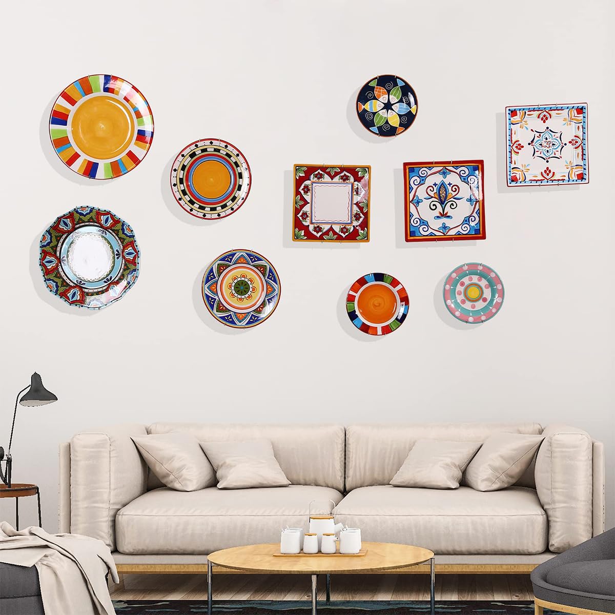 HASTHIP Spring Plate Hangers for Home Wall Decor featuring Secure Spring Mechanism and Golden Stainless Steel Fit 5.5 to 8 in Plates