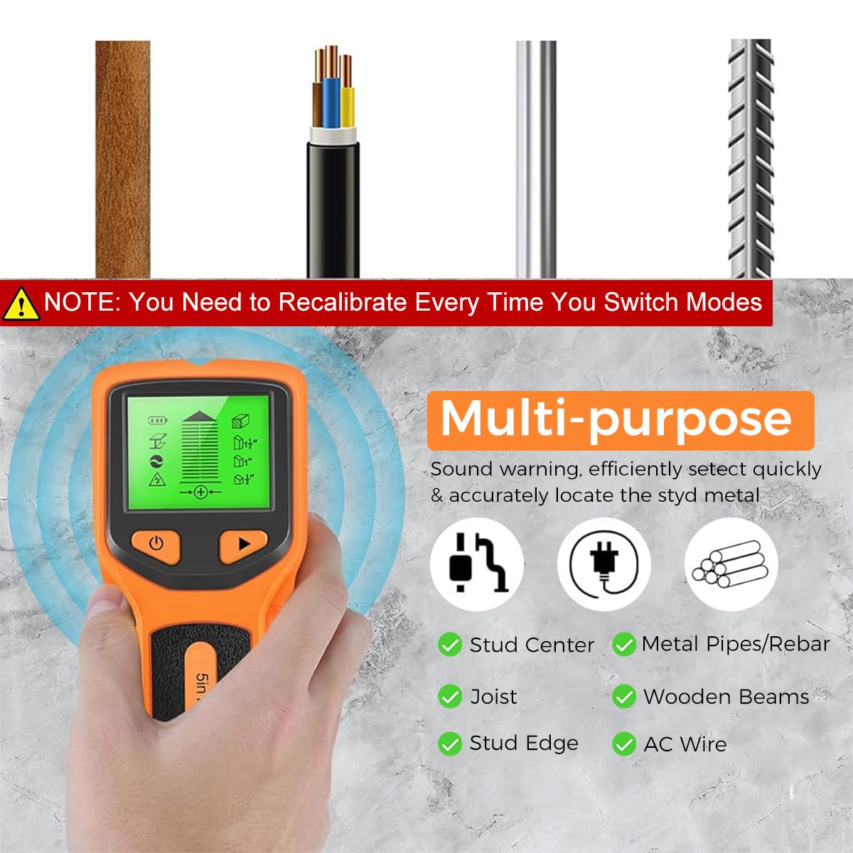 Serplex Stud Finder for Home Renovation with 5 Detection Modes and Auto Calibration | LCD Display