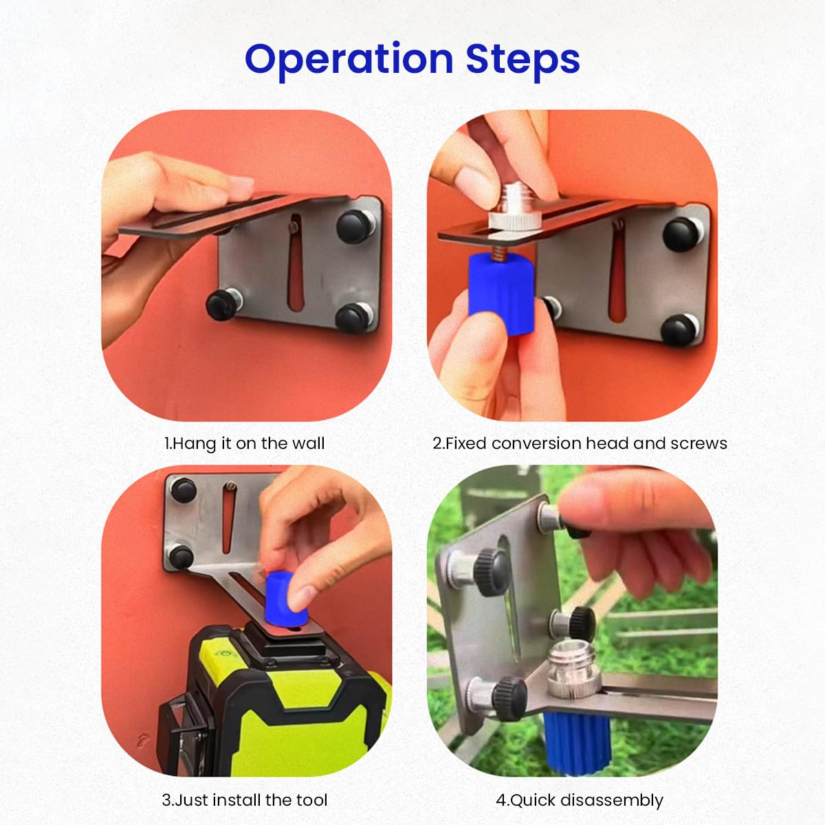 Serplex Adjustable Laser Level Wall Bracket with 1/4 inch Thread Mount and Stainless Steel Build | Ideal for Precise DIY or Professional Alignment