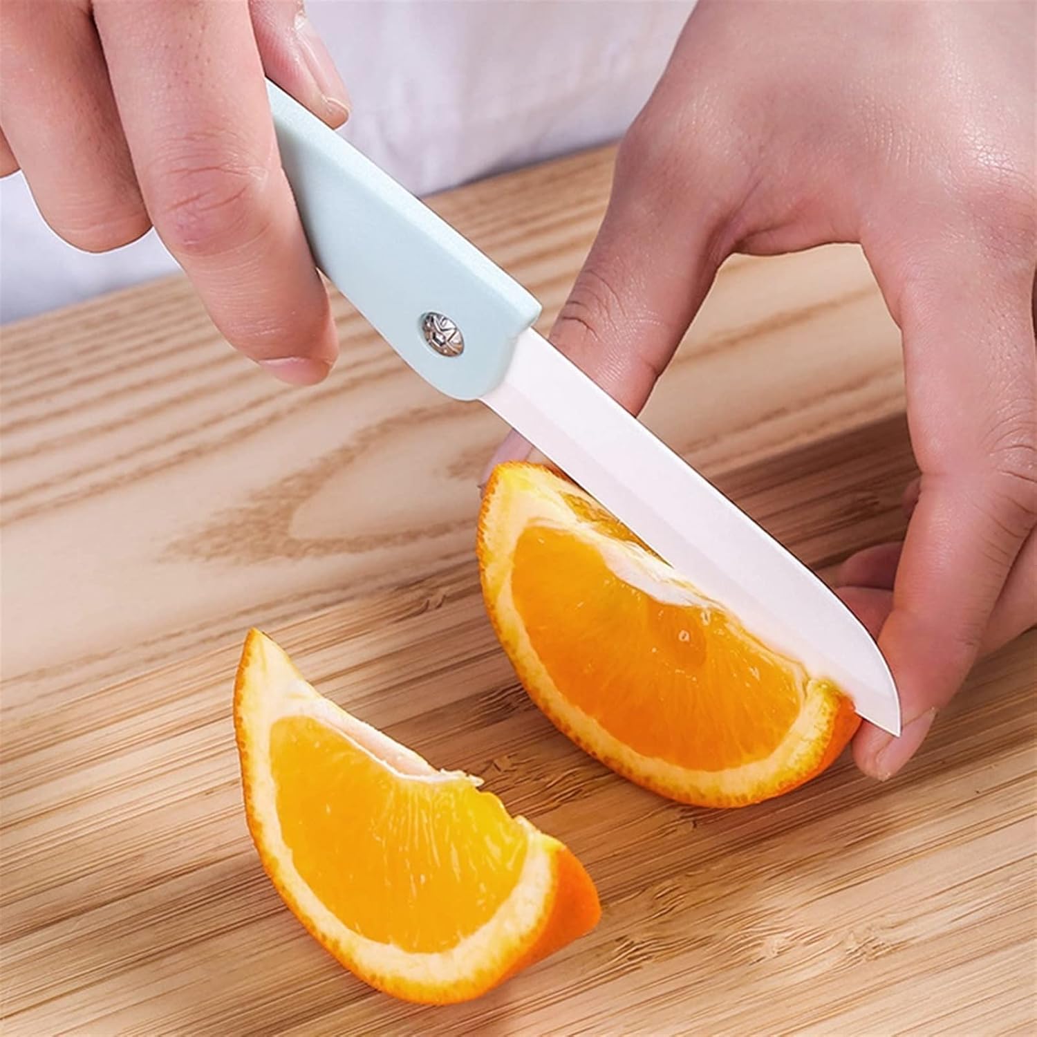Zibuyu Fruit Cutter for Home and Travel with Folding Design and Ceramic Blade | Portable Utility Cutter with Beaded Chain