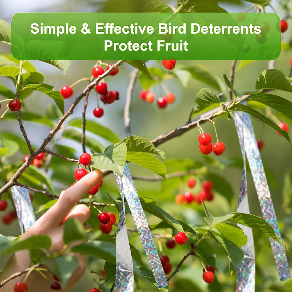 Supvox Bird Scare Tape for Gardens and Balconies with Self Adhesive Design 4.8cm x 80m | Reflective Multicolored Repellent