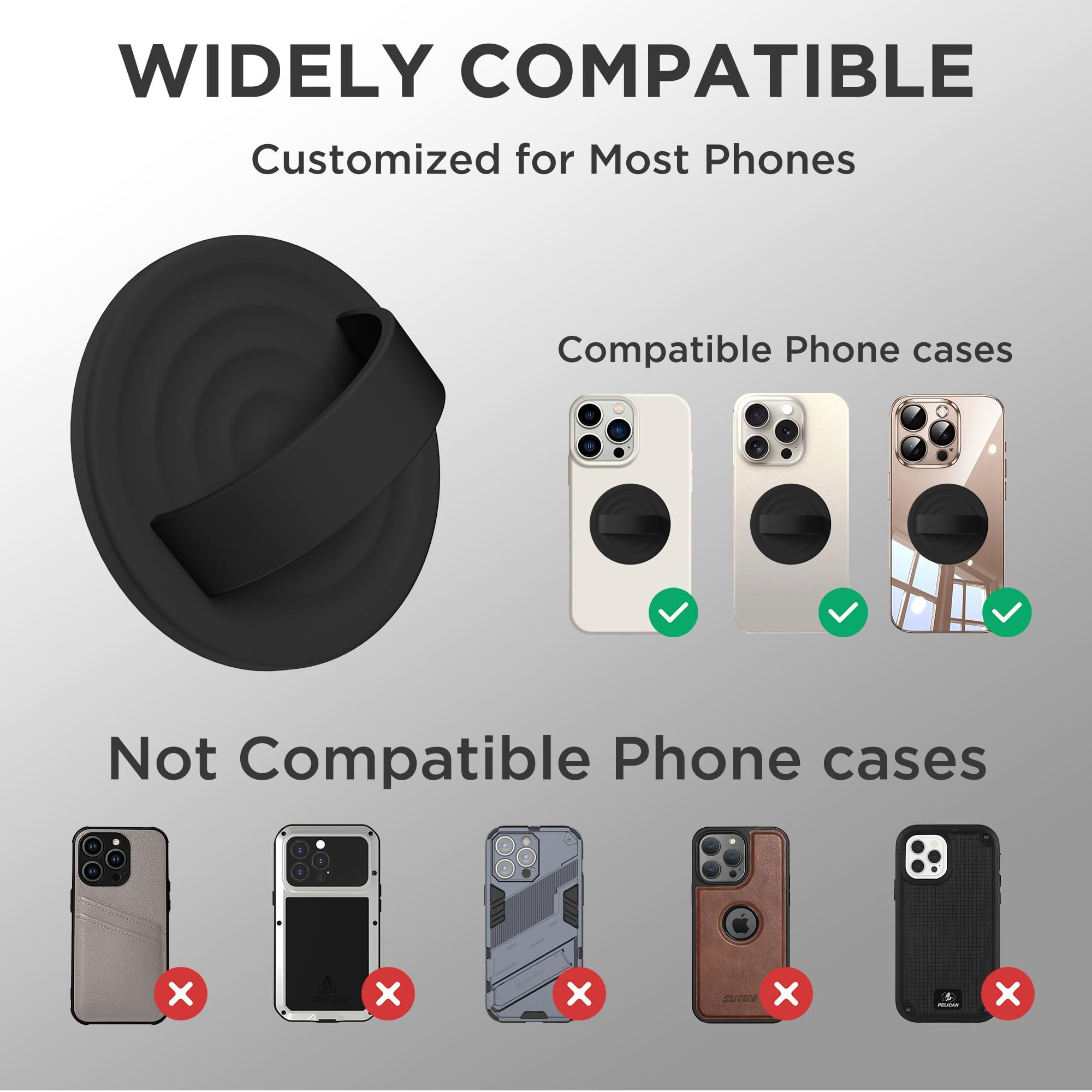 ZORBES Silicone Magnetic Phone Grip Holder for iPhone 16–12 with 360° Rotation | Ergonomic Loop Design