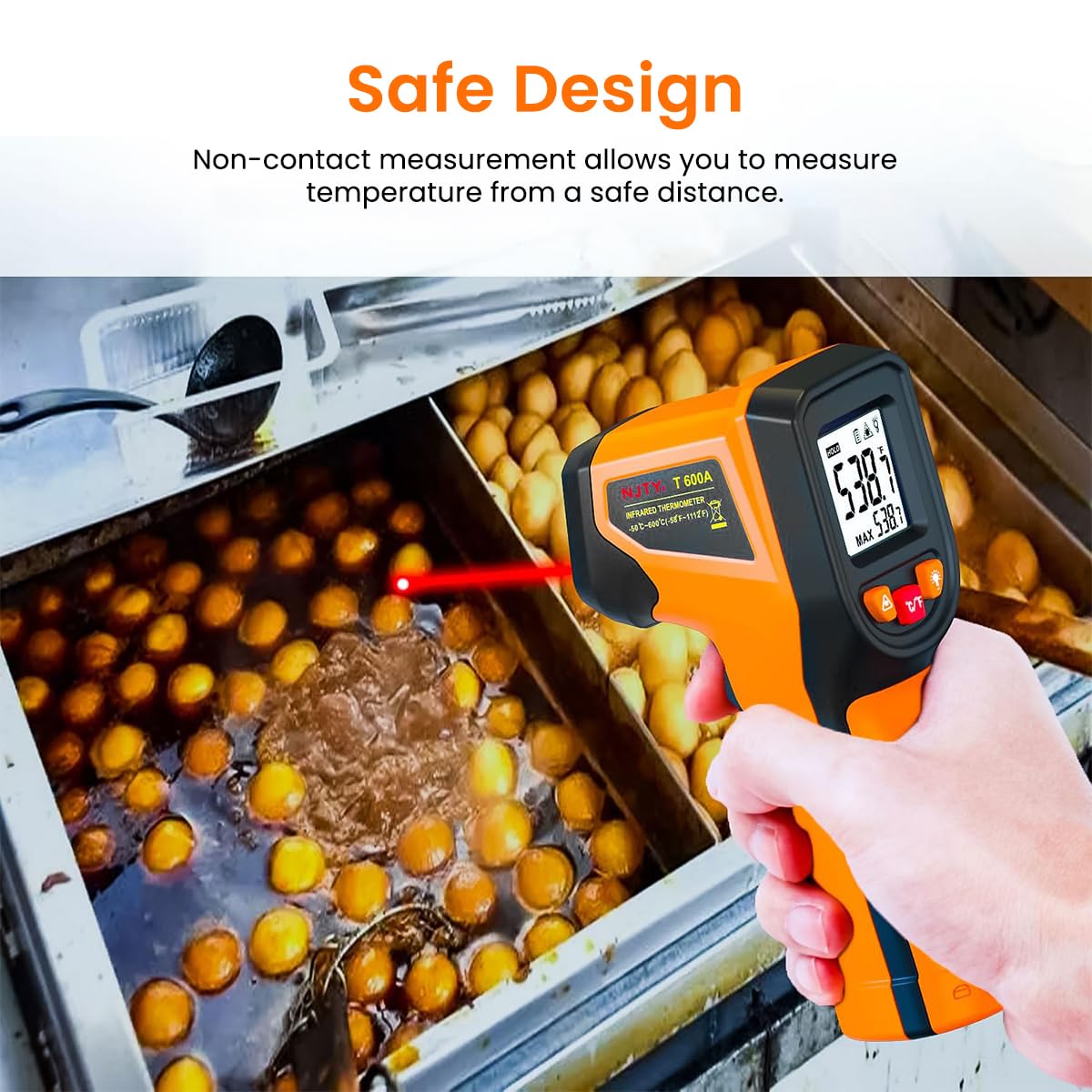 Serplex® Infrared Thermometer, Handheld Digital LCD Display Non Contact Laser Temperature Gun -50-600°C (-58-1112°F) for Household Industrial Use for Cooking, Pizza Oven (Battery Not Included)