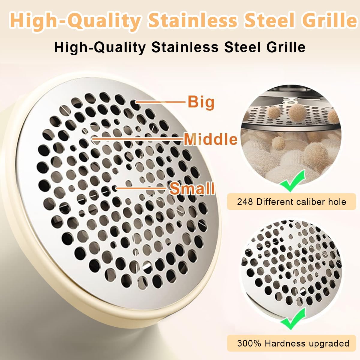 HANNEA Rechargeable Fabric Shaver for Clothes and Furniture with 6 Stainless Steel Blades | 3-Speed Digital Lint Remover