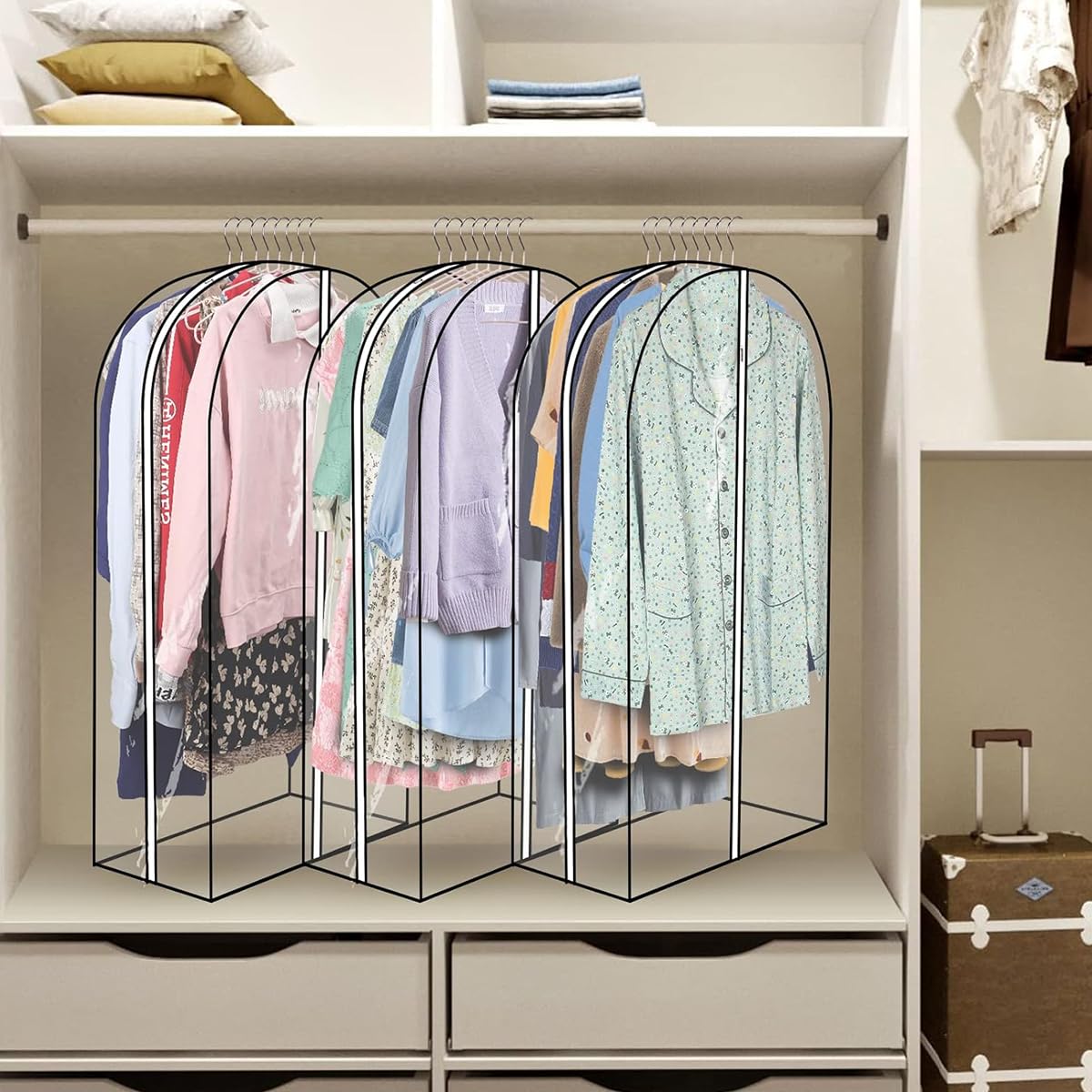 HASTHIP Clear Garment Bags for Hanging Clothes Storage featuring 9 pcs 23.6×40 in | Closet and Travel Use
