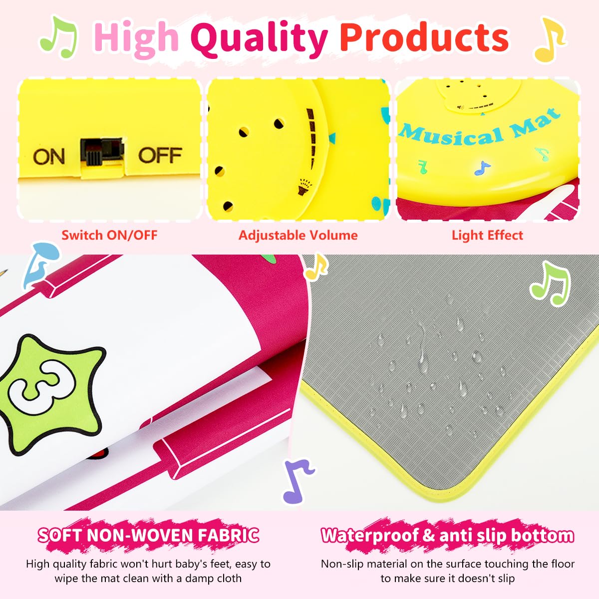 PATPAT Piano Keyboard Musical Mat for Kids with 8 Animal Sounds and Foldable Design 100×36cm