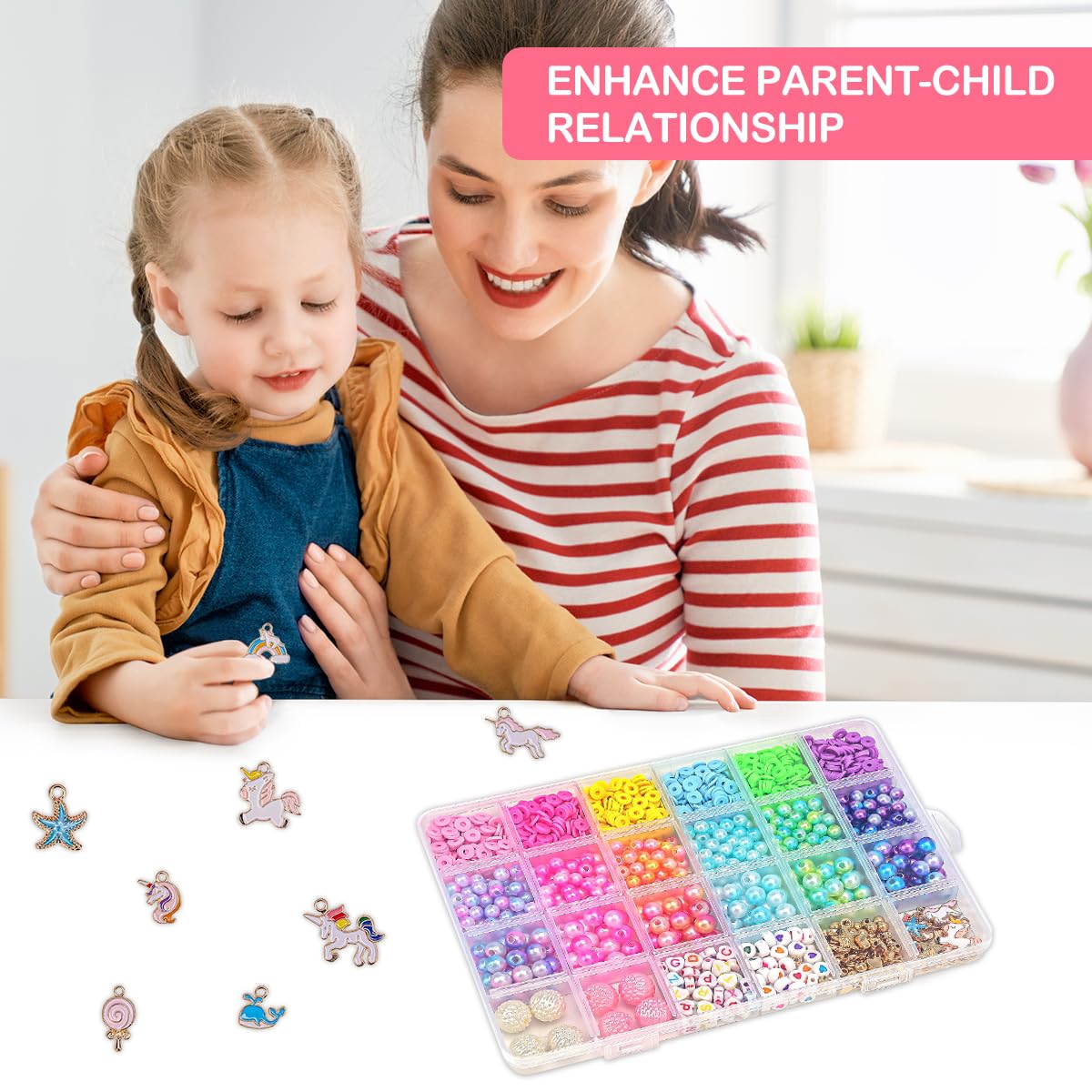 SANNIDHI Polymer Clay Beads for Jewellery Making with 480 pcs 24 Styles | DIY Craft Kit for Girls