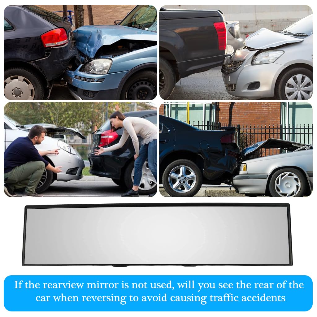 STHIRA Rear View Mirror for Cars featuring 11.81 in Convex Glass and Clip On Design | Wide Angle