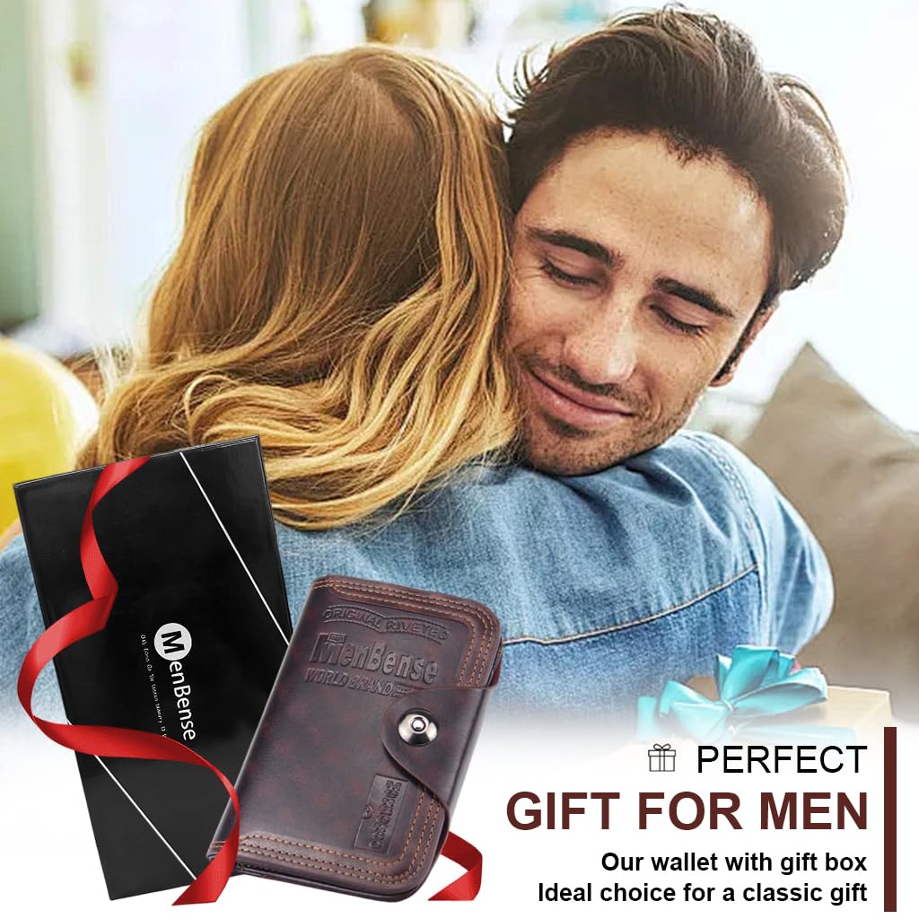 GUSTAVE Genuine Leather Trifold Wallet for Men with RFID Blocking Zip Around Design