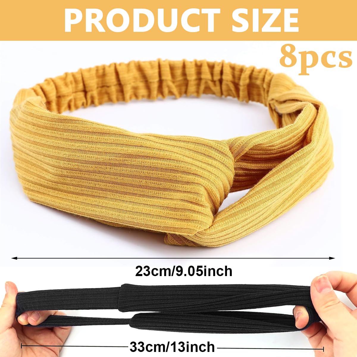 MAYCREATE Hair Band Set for Women with Stretchy Ribbed Knit Design 8pcs | Non Slip Boho Style