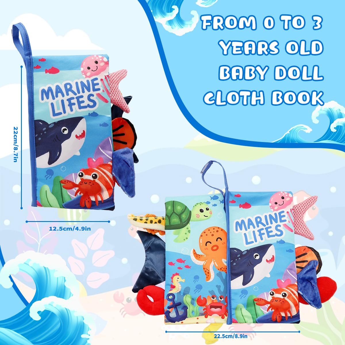 SNOWIE SOFT Baby Cloth Books for Early Learning with Crinkle Sound | BPA-Free Fabric for 0–12 Months