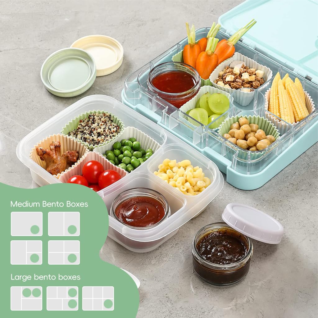 HASTHIP® 6Pack Salad Dressing Container to Go, 70ML Glass Condiment Containers with Lids for Lunch Box, Small Sauce Containers Glass Jars Reusable & Leakproof Meal Prep