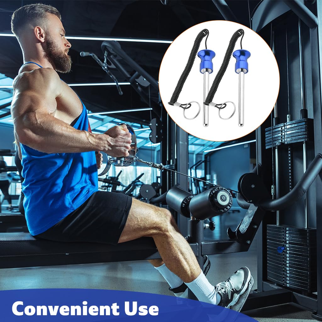 Proberos Weight Stack Fit Pins for Gym with Spring Coiled Lanyard & Keyring | Aluminum Alloy 2 Pcs