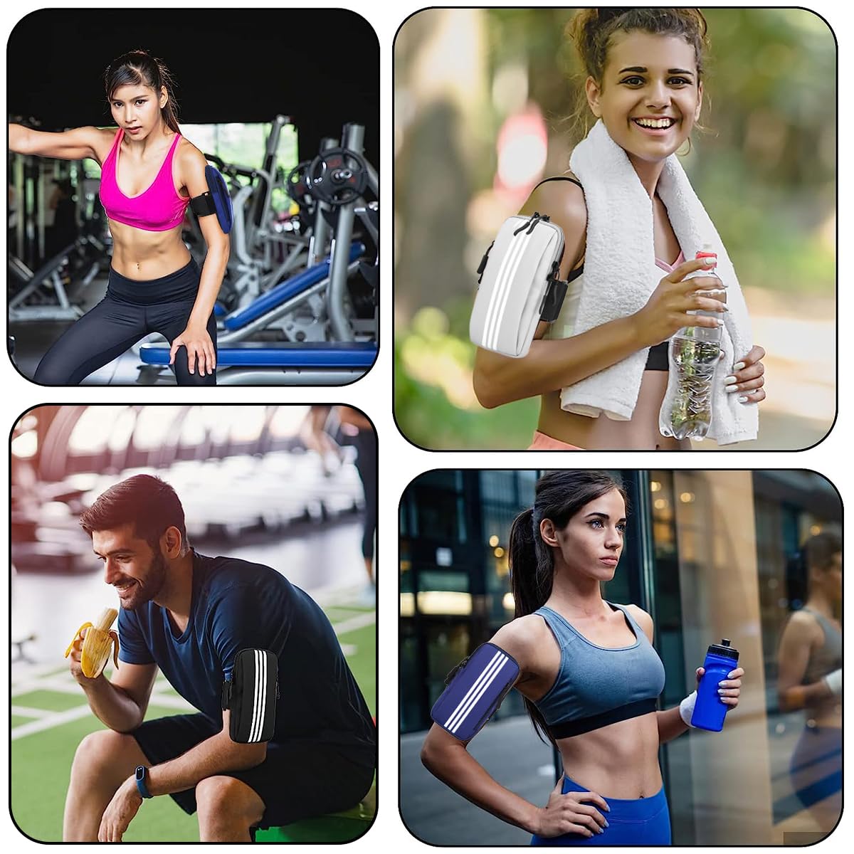 Optifit Waterproof Phone Armband for Running with Adjustable Strap and Zipper Pocket 2PCS