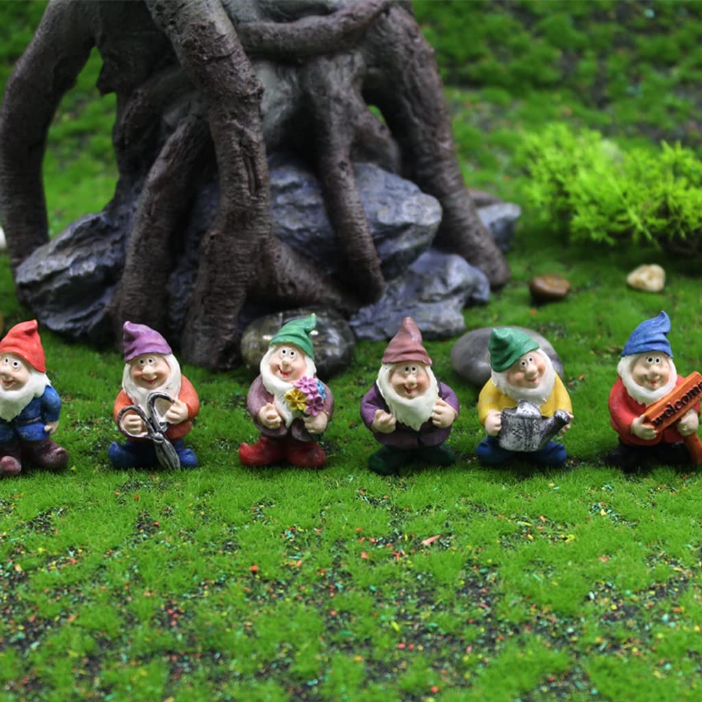 HASTHIP® 7Pcs/Set Fairy Garden Miniature Gnomes, Dwarfs Dollhouse Miniatures Fairy Garden Dwarfs Figure Fairy Resin Craft Gift Miniature Home Garden Decor