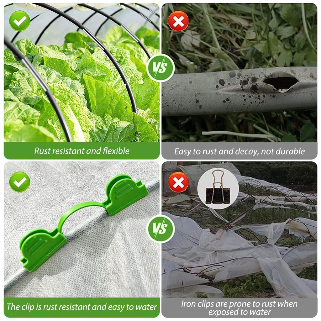 HASTHIP Tunnel Kit for Greenhouse and Garden Beds with 30pcs Bendable Fiberglass Hoops | Easy Assembly Frame for Plant Protection