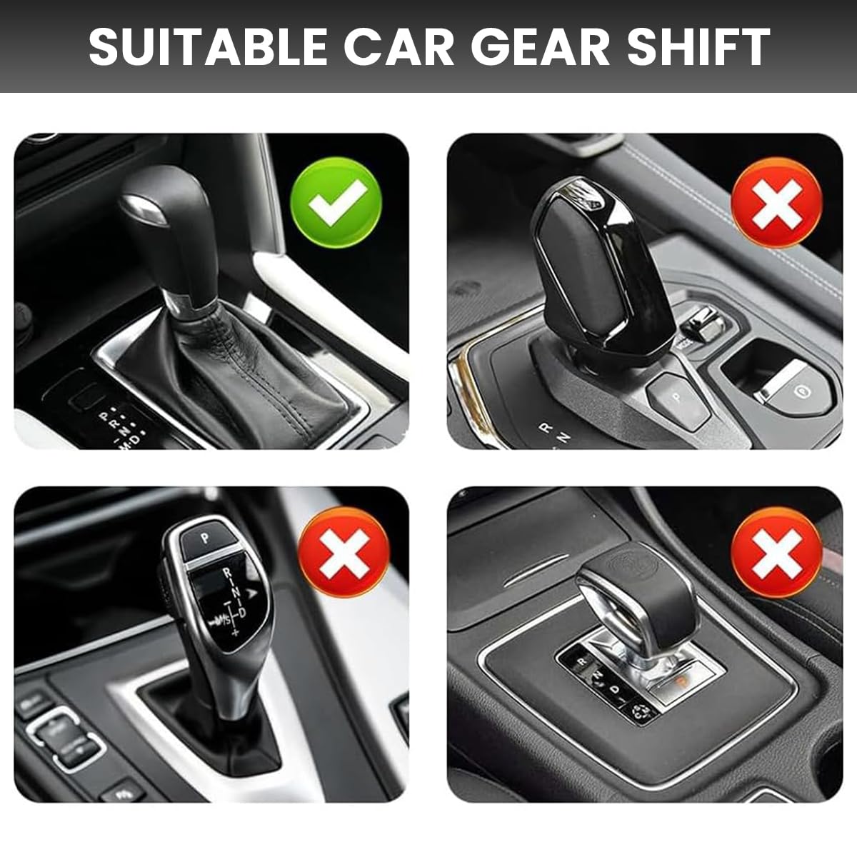 STHIRA Car Gear Knob Cover for Interior Protection with Anti Slip PU Leather Black 12 x 9 x 5cm 3PCS