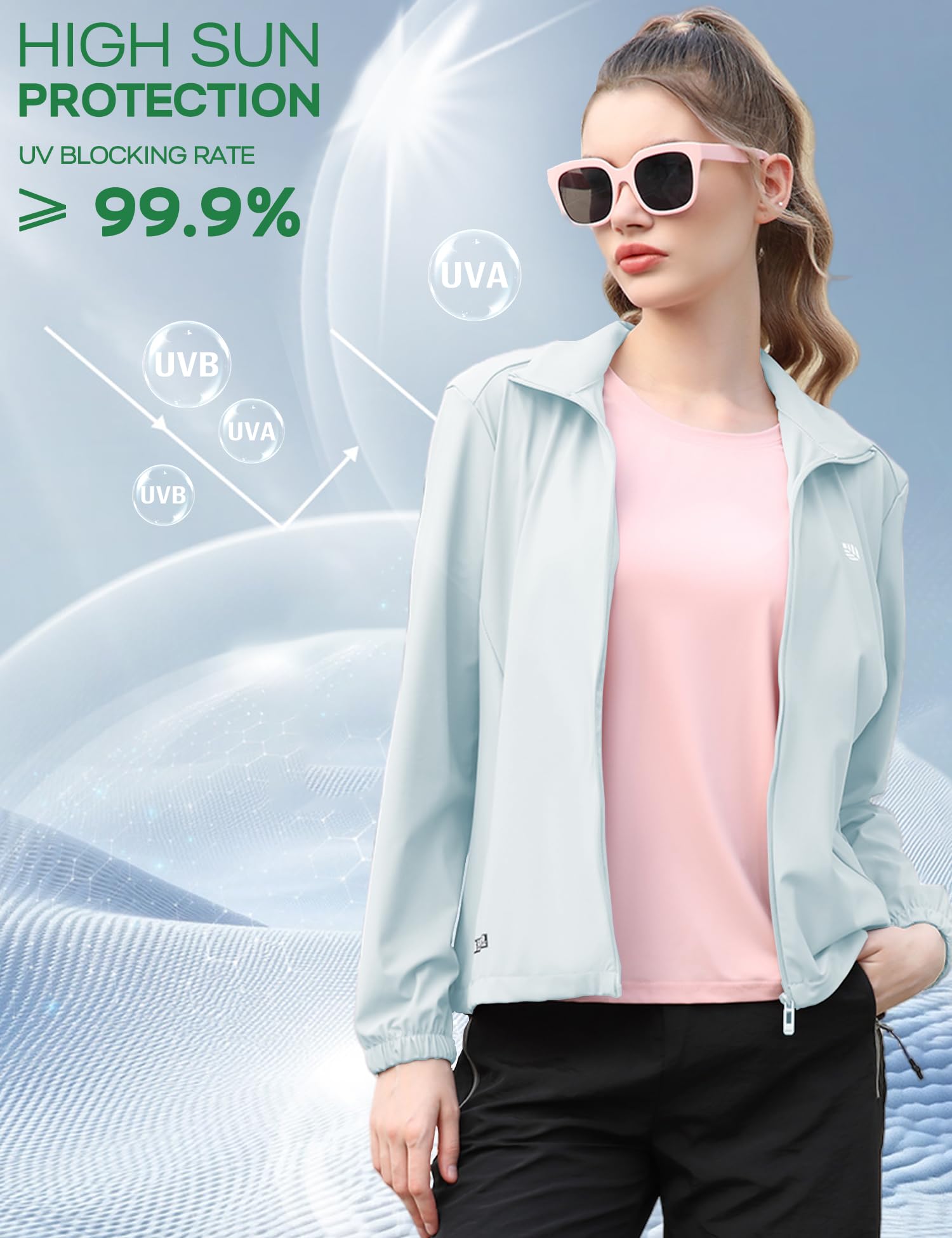 Venzina Sun Jacket for Women with UPF 150+ Protection featuring Removable Hat & Zip Pockets