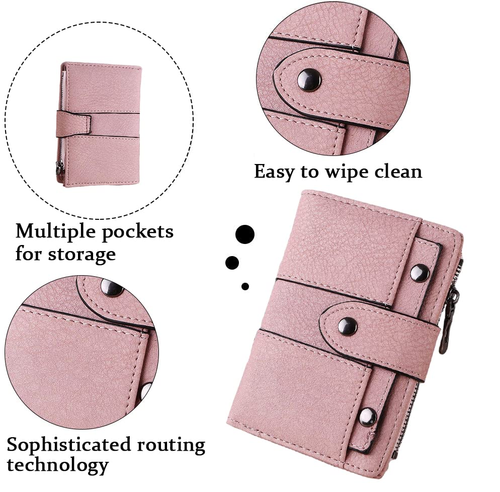 PALAY Small Purse for Girls featuring Bifold Structure and 14×10cm Size | Pink PU Leather Wallet
