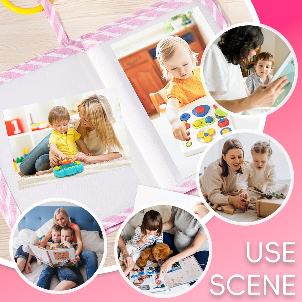 SNOWIE SOFT Baby Photo Album for 5/6 in Photos with 17 Pockets and Open Ring Design | Unicorn Memory Book for Sensory Learning