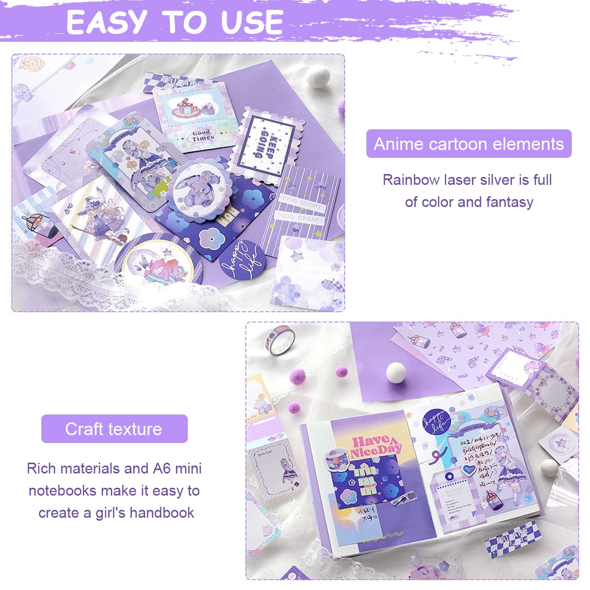 Optifit Anime Scrapbook Stickers Pack for Journaling and DIY Planners | Black Aesthetic