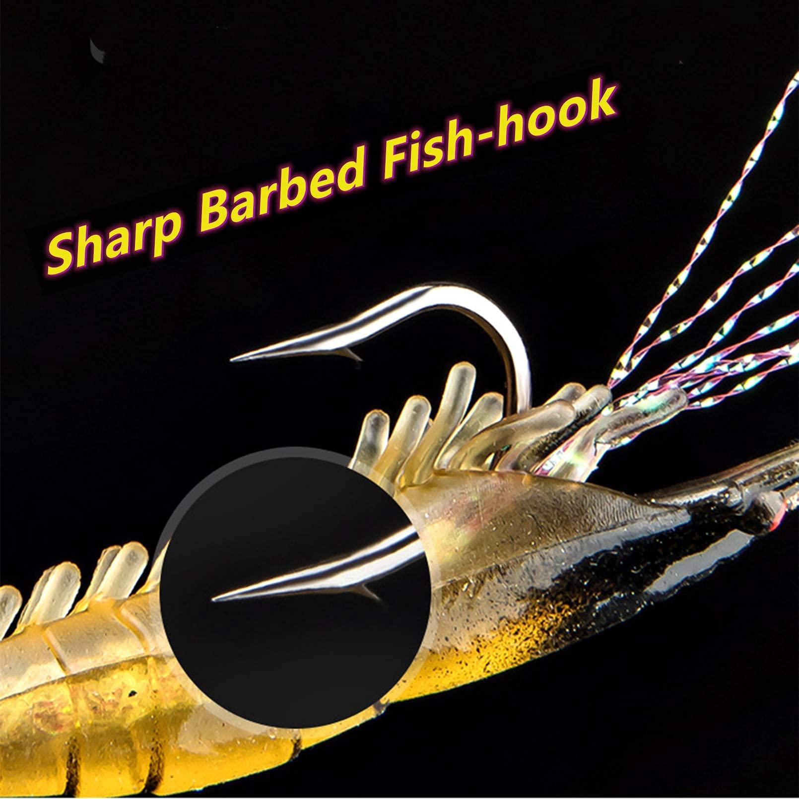 Proberos Shrimp Fishing Lures Set for Night Fishing with UV-Reflective Design | 21PCS 10cm Silicone Baits