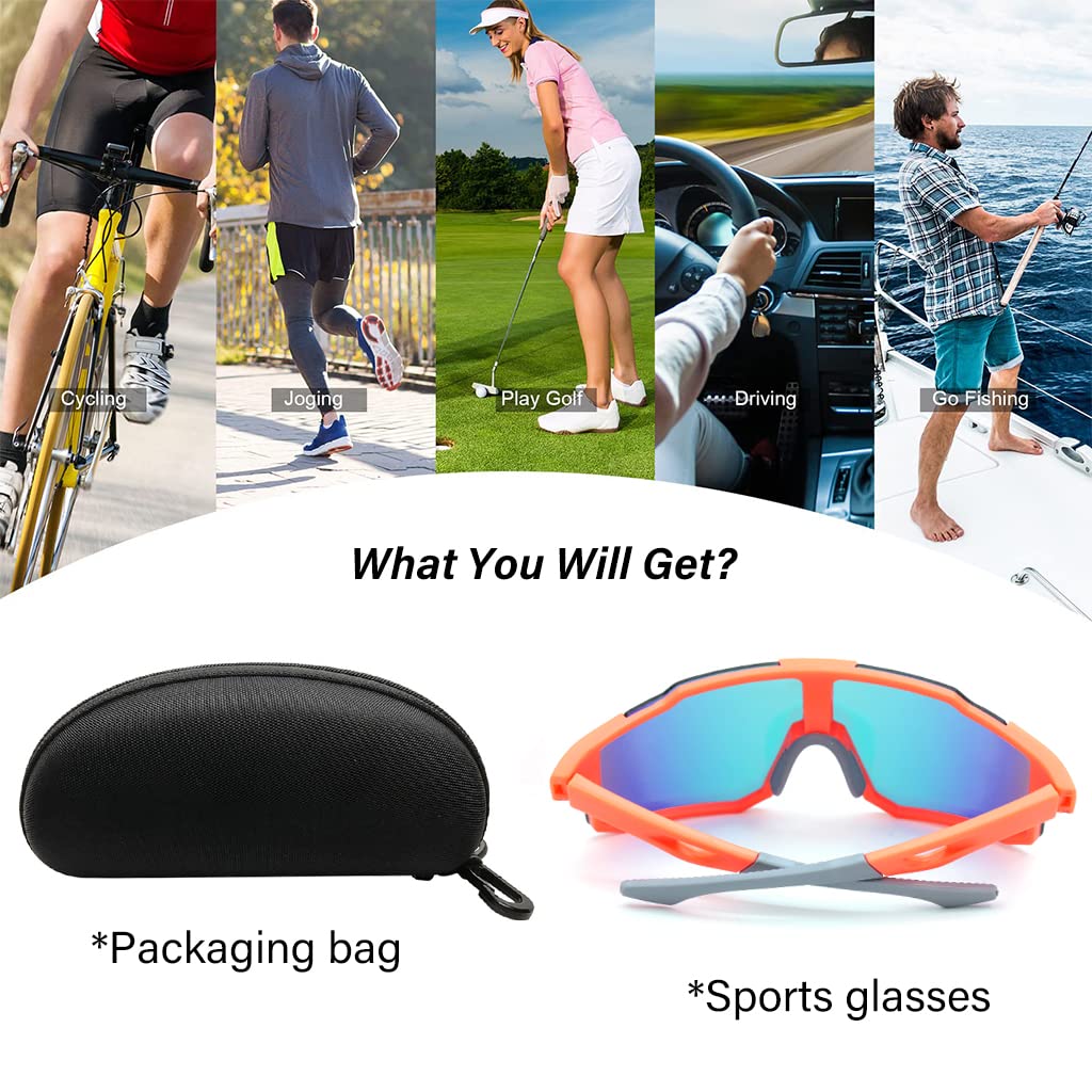 GUSTAVE UV400 Cricket Sunglasses for Outdoor Sports with Polarized Lens | Orange Frame 150mm