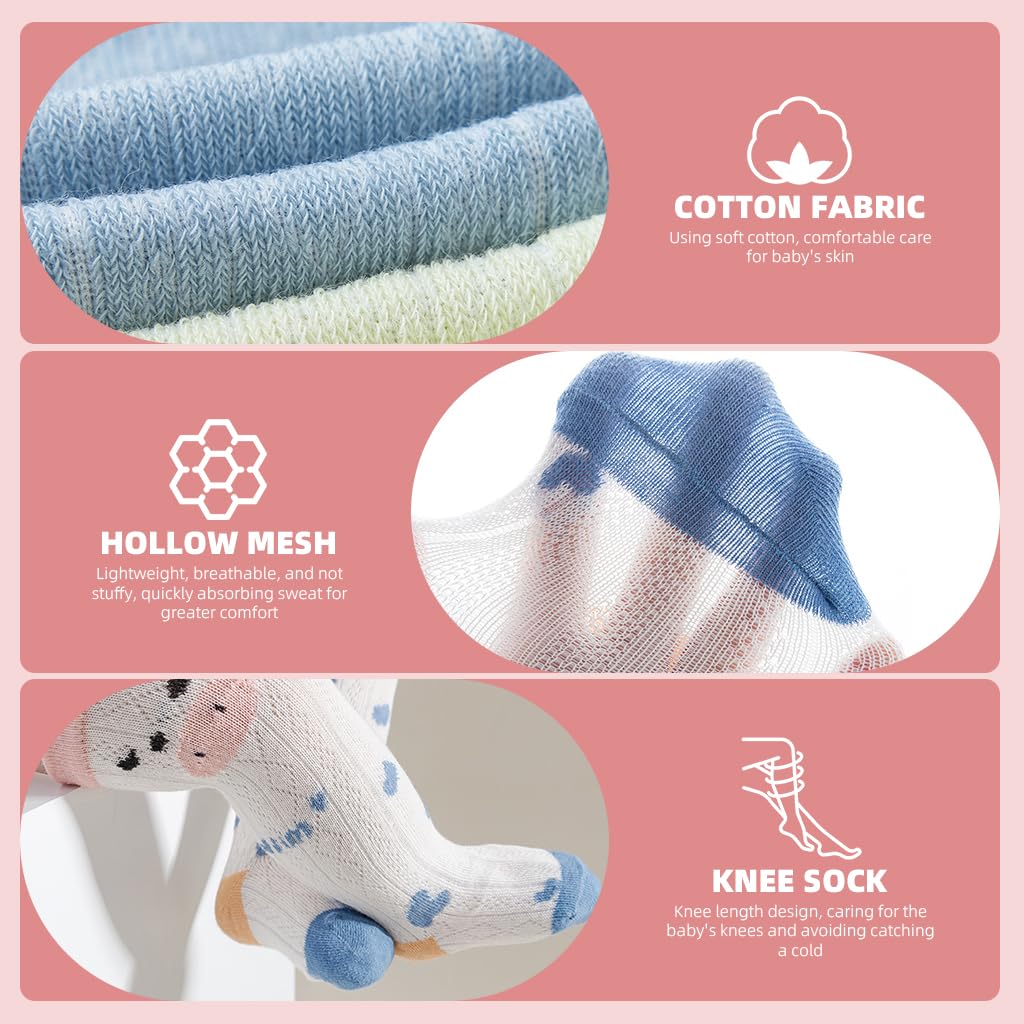 SNOWIE SOFT Baby Stockings for Girls with Breathable Mesh and Soft Cotton Blend | 3 Pairs for 1–3 Years