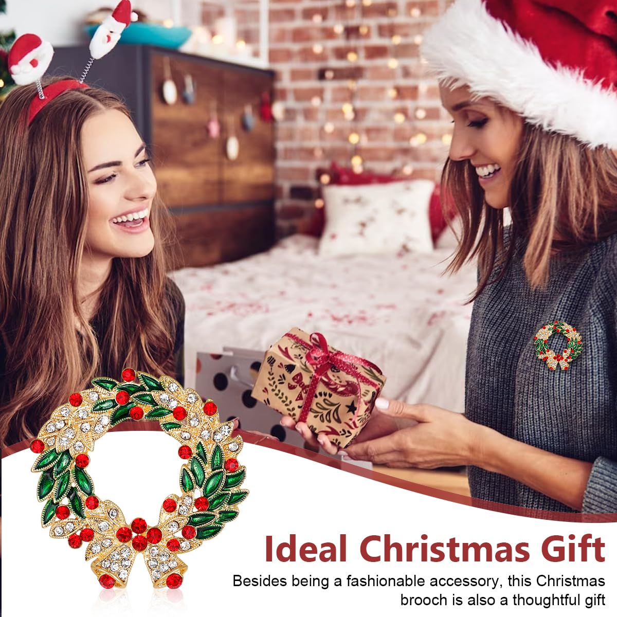 Venzina Christmas Brooch for Festive Outfits featuring Inlaid Rhinestones and Alloy Design | Ideal Holiday Gift