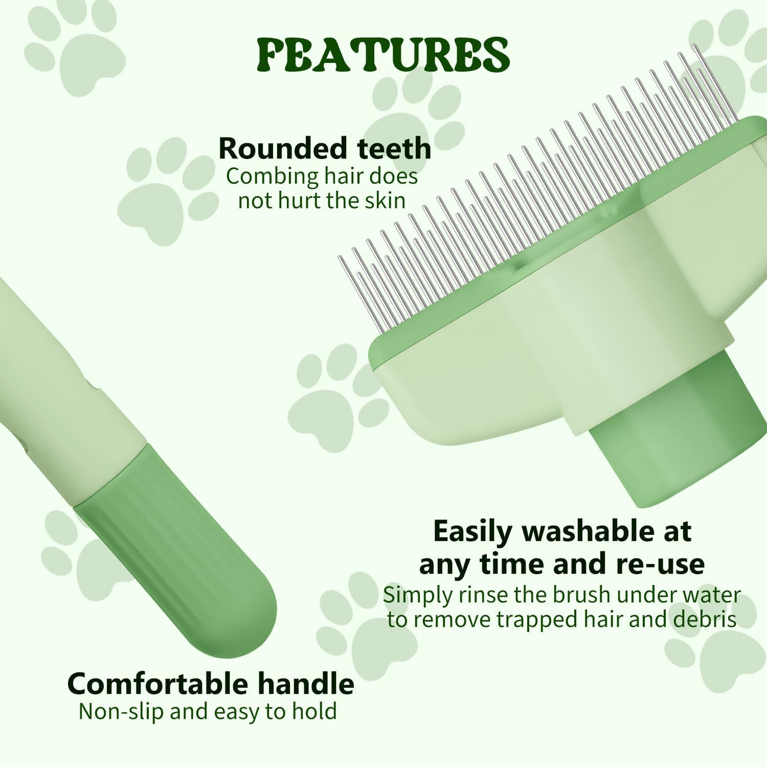 Qpets Dog Grooming Brush for Cats and Dogs with Self Cleaning Button and Steel Slicker Pins
