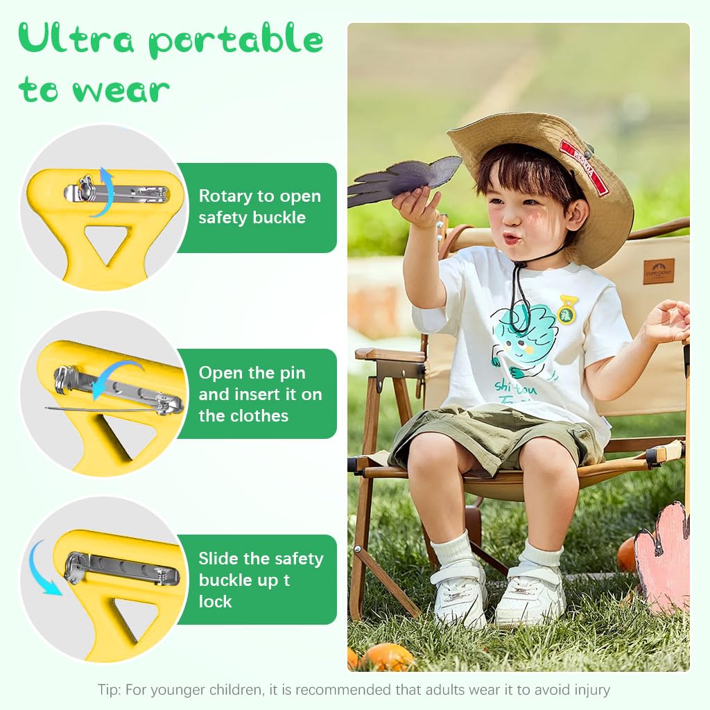 ZORBES AirTag Holder for Kids Luggage and Bags with Waterproof Silicone Brooch Pin | Yellow Cartoon Dino Anti Lost Design
