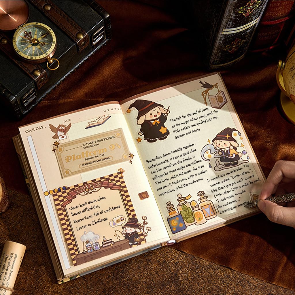 HASTHIP Scrapbooking Kit for Journaling and DIY Crafts featuring A5 13x18cm Hardcover Notebook | Wizard Rabbit Theme Gift Set