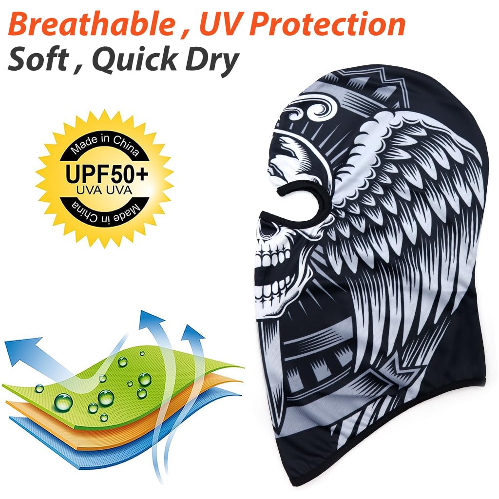 Optifit® Balaclava for Men, Breathable Skull Print Bandana for Dust Protection, UV Portection Rider Full Face Helmet Mask, Balaclava Full Face Cover Mask for Ski, Biking, Cycling, Running, Hiking