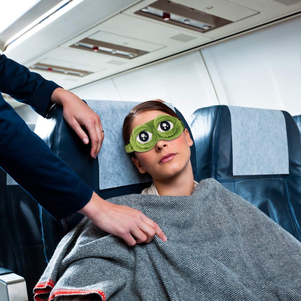 ZIBUYU Eye Mask for Sleeping featuring 3D Frog Design with Movable Eyelids and Plush Cover