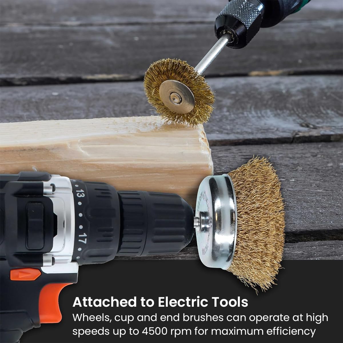 Serplex Wire Brush Drill Attachment Set for Rust Removal with 12pcs 1/4 inch Shank | Stainless Steel for Metal Cleaning