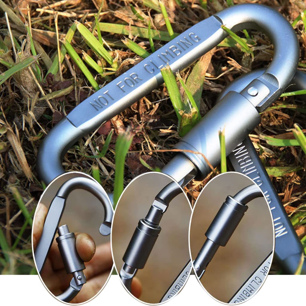 Proberos Carabiner Clip for Outdoor and Travel featuring Screw Lock 6pcs 3.1in Aluminum | Keychain Hook