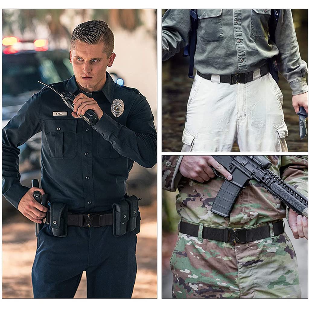 GUSTAVE Tactical Belt for Men with 49.2 in Nylon Webbing and Quick Release Aluminum Buckle | Black