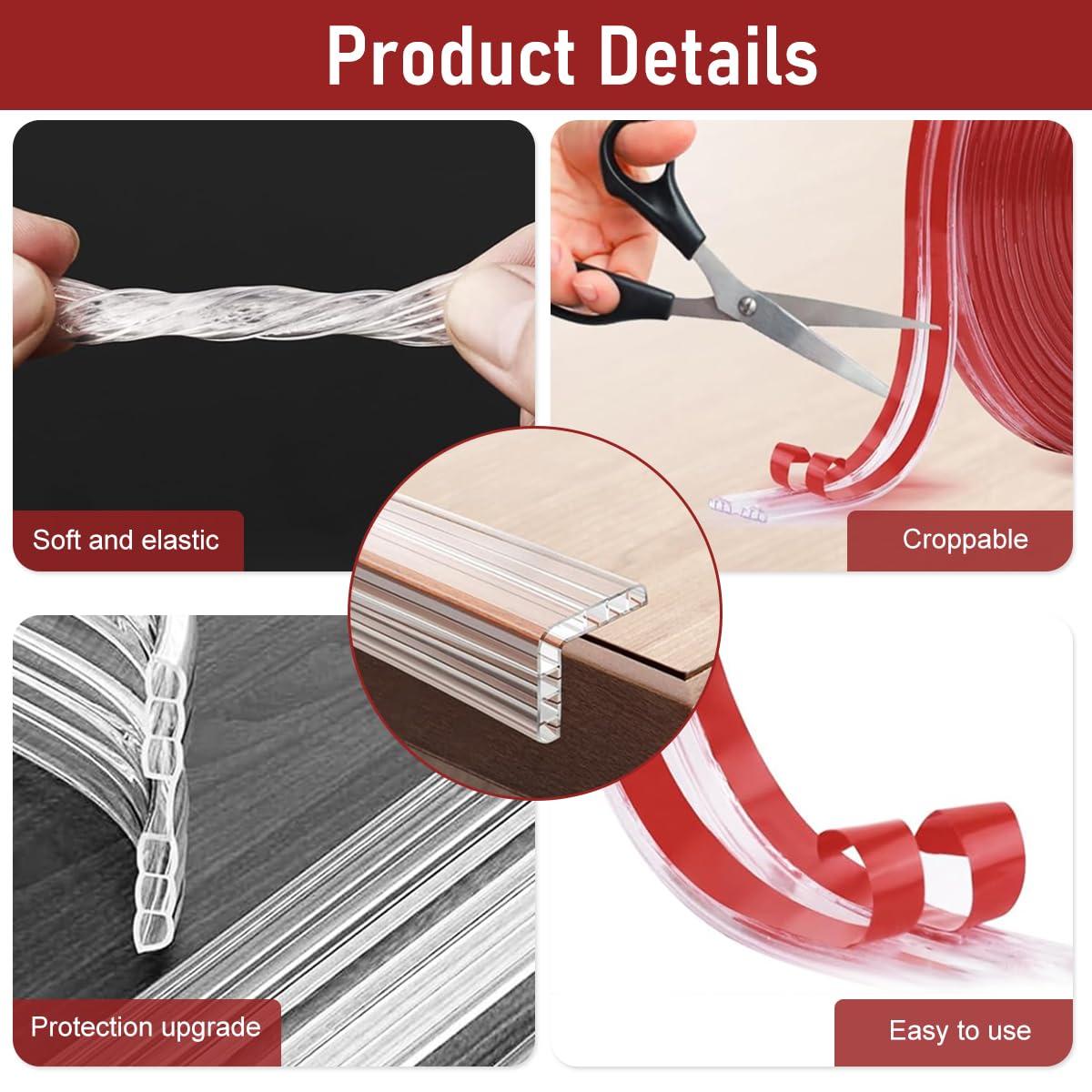 SNOWIE SOFT Corner Protector for Baby with 3.3 ft Length featuring Air Bubble Cushion | Transparent Edge Guard for Tables and Cabinets