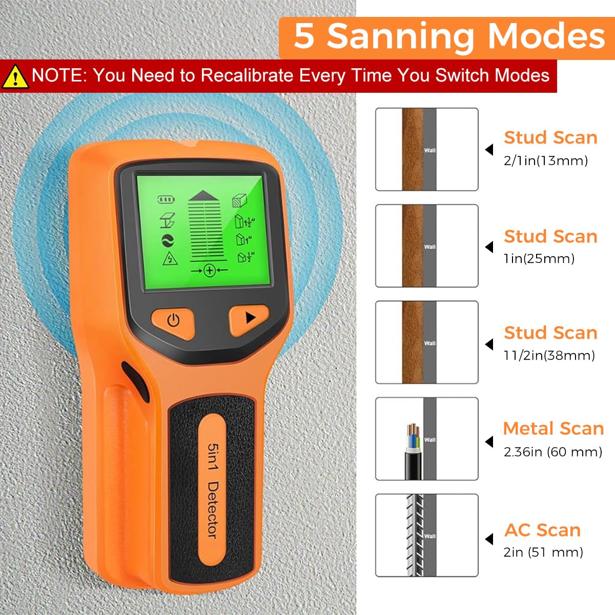 Serplex Stud Finder for Home Renovation with 5 Detection Modes and Auto Calibration | LCD Display