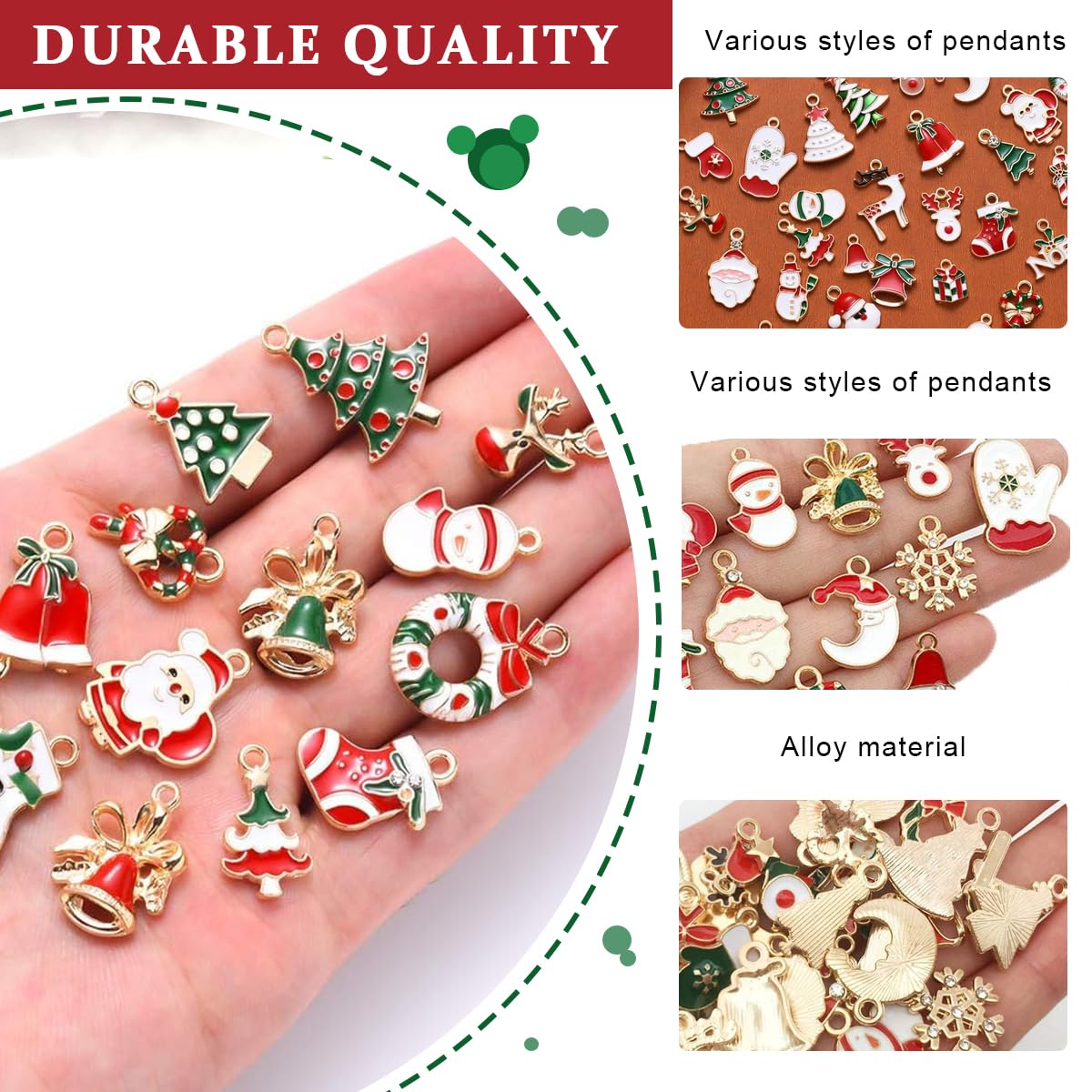 SANNIDHI Christmas Charms Pendants Set for DIY Jewelry Making with 40 Gold Plated Enamel Pieces | Ideal for Earrings Bracelets and Gifts