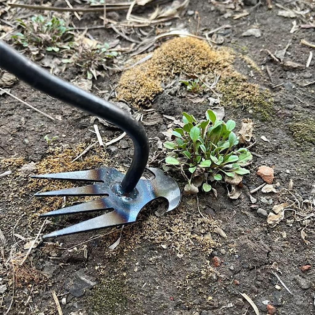 HASTHIP Weeder Hand Tool for Garden and Lawn with 21.6 in Steel 4 Claws Design | Manual Weed Puller