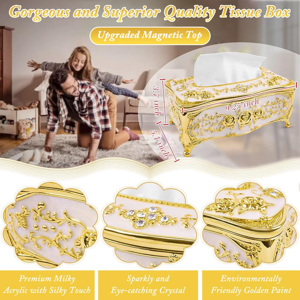 ZIBUYU Tissue Box Holder for Home and Office with Removable Design 23x13x9.5cm | Golden Rose Decor