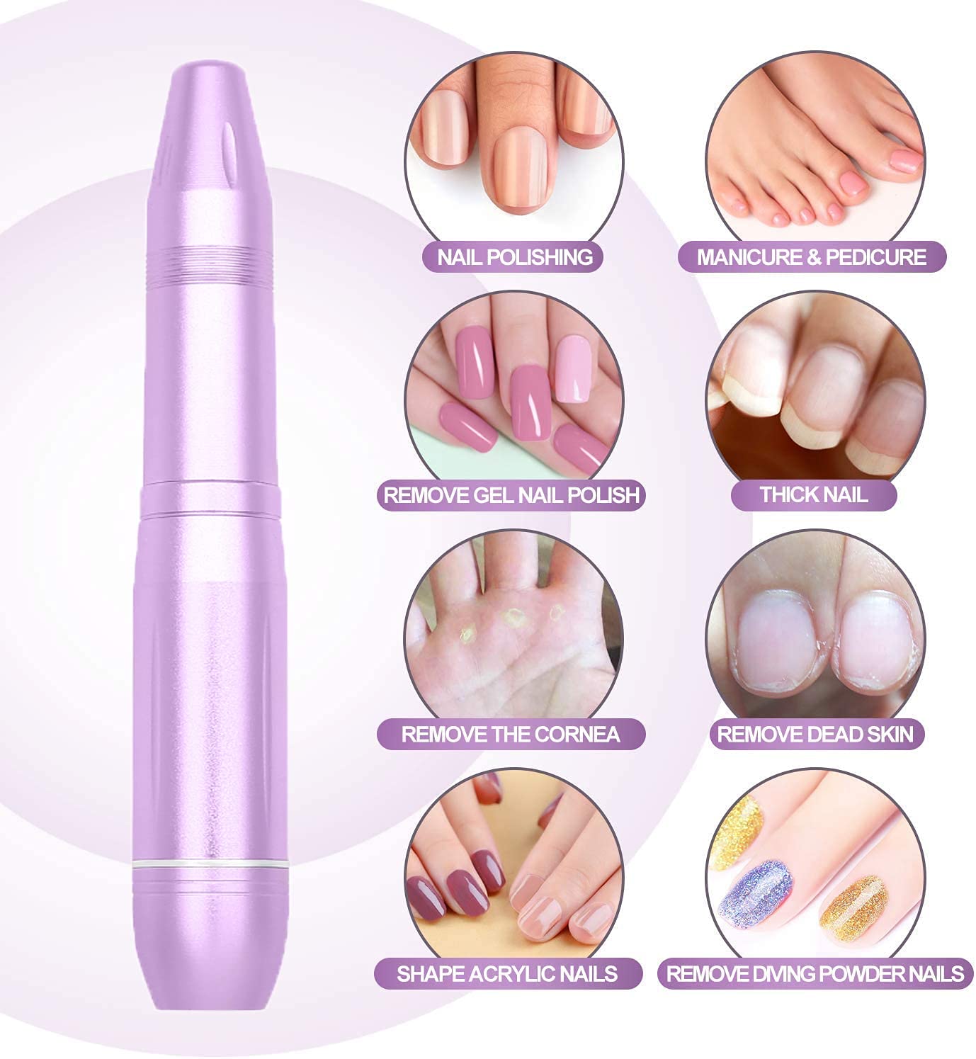 MAYCREATE Nail Drill Machine for Manicure and Pedicure with 20000rpm Speed Control | 44pcs Portable Electric Filer Kit