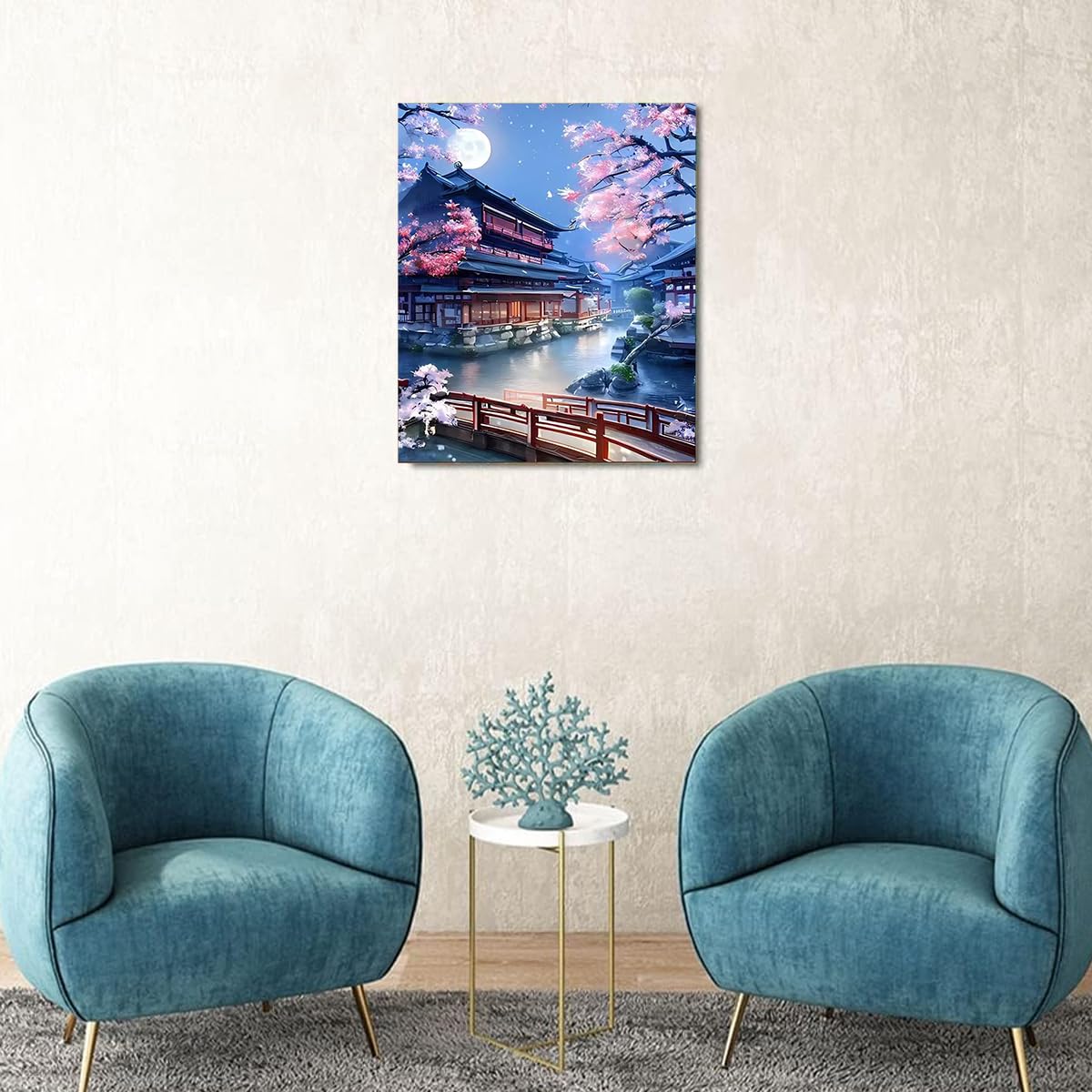 HASTHIP Paint by Number Kit for Adults with Brushes and Acrylic Paint 40 x 50cm 2 PCS | DIY Canvas Landscape Wall Art